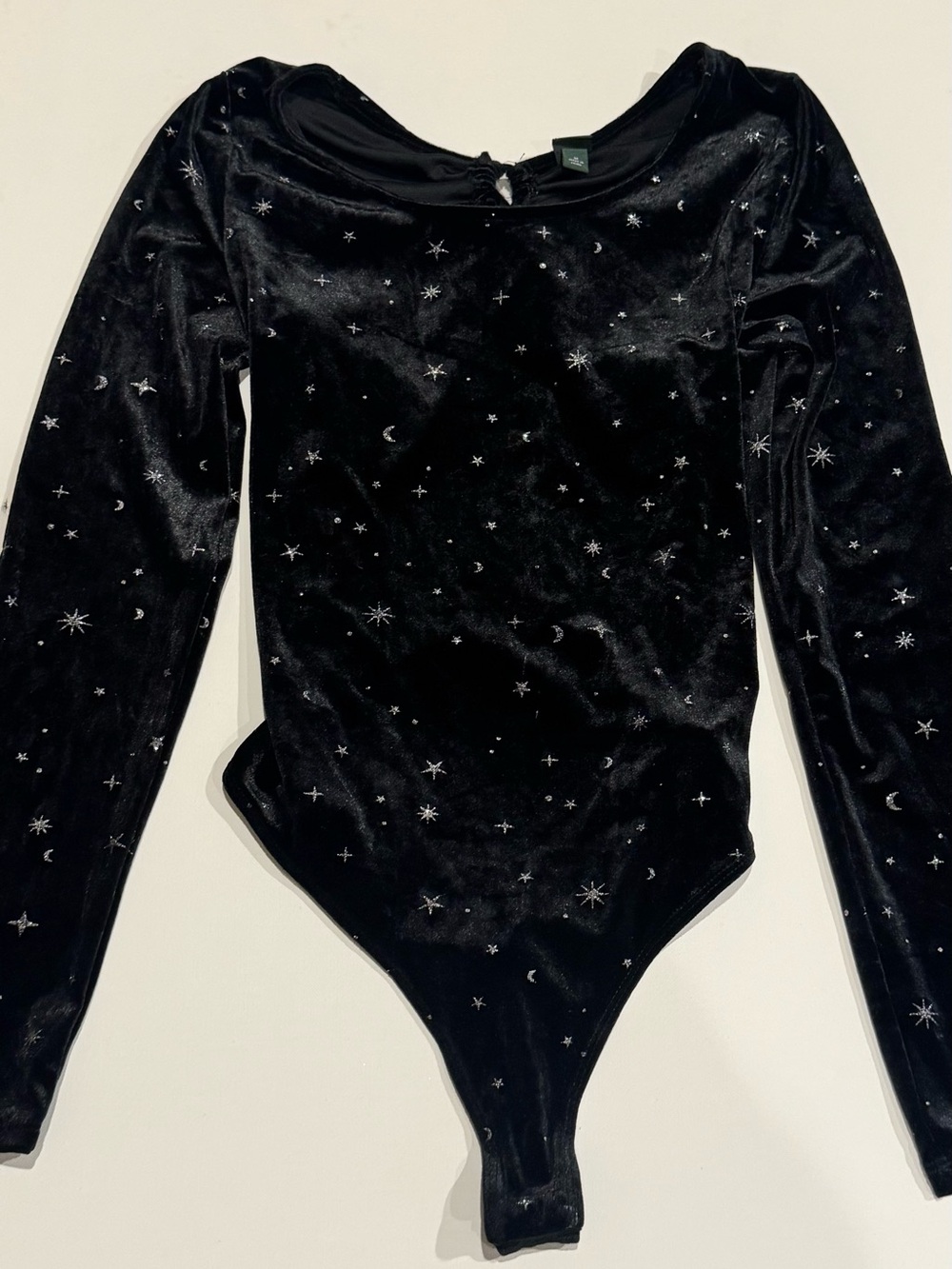 wild fable Black Velvet Star & Moon Long-Sleeve One-Piece Bodysuit